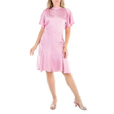 Pre-owned Victoria Beckham Draped Sleeve Satin Finish Dress In Pink