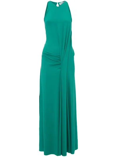 Victoria Beckham Draped Sleeveless Maxi Dress In Green