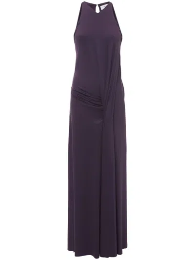 Victoria Beckham Draped Sleeveless Maxi Dress In Purple