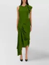 Victoria Beckham Draped Sleeveless Midi Dress With Asymmetric Detailing
