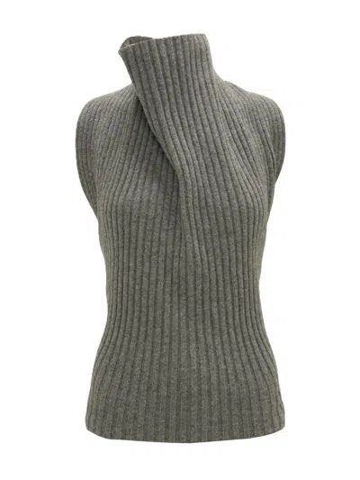 VICTORIA BECKHAM DRAPED SLEEVELESS RIB TOP