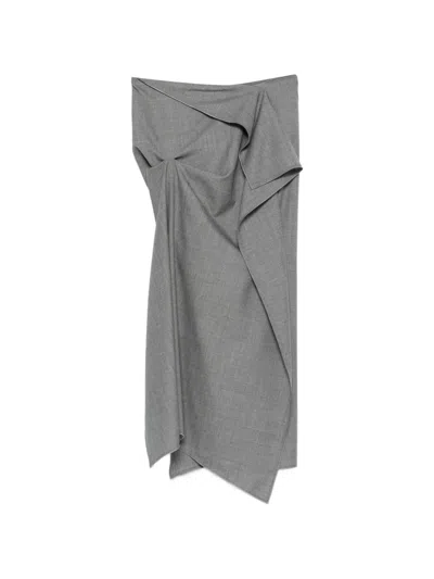 Victoria Beckham Draped Tailored Skirt In Gray