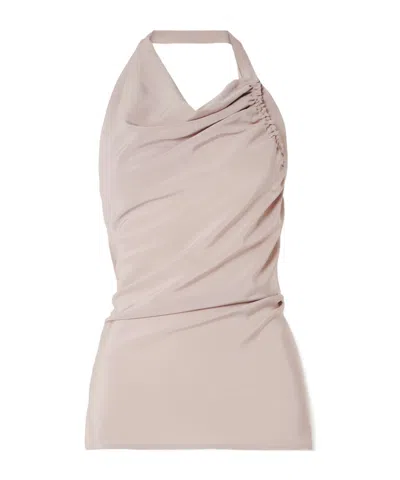 Victoria Beckham Draped Silk Top In Pink