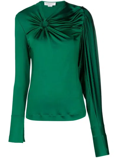Victoria Beckham Draped Top Clothing In Green