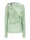 Victoria Beckham Draped Top With Asymmetric Detail And Long Sleeves In Multi