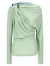 Victoria Beckham Draped Top With Asymmetric Detail And Long Sleeves