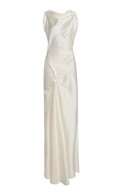 Victoria Beckham Draped Twist Gown In White