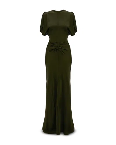 Victoria Beckham Draped Waist Gown In Green