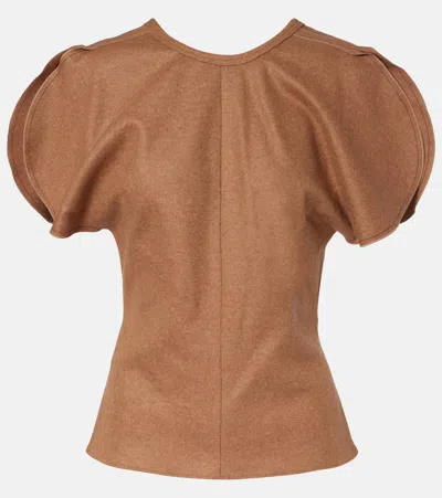 Victoria Beckham Draped Wool And Cashmere Top In Brown