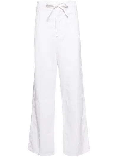 Victoria Beckham Drawstring-waist Cotton Trousers In White