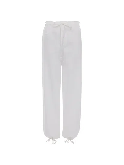 Victoria Beckham Drawstrings Straight Trousers In White