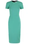 Victoria Beckham Intricately Woven Fitted Midi Dress In Green