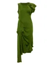 Victoria Beckham Draped Sleeveless Midi Dress With Asymmetric Detailing