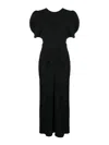Victoria Beckham Gathered Waist Crepe Midi Dress In Black