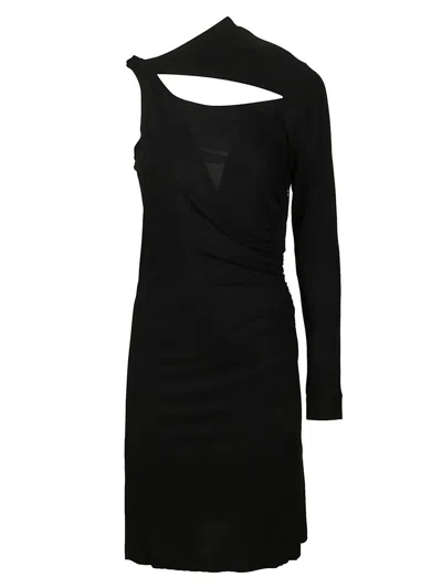 Victoria Beckham Asymmetric Slash Mini Dress In Black