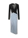 Victoria Beckham Long-sleeved Dress In Black/iceberg