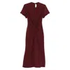 Victoria Beckham Eve Ruffle Midi Dress In Burgundy