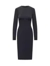 Victoria Beckham Fitted Long Sleeve T-shirt Dress In Black