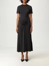 Victoria Beckham Womens Gathered Short-sleeve Stretch-woven Midi Dress Black In Black