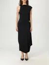 Victoria Beckham Womens Black Draped Twisted-neckline Stretch-woven Midi Dress In Black