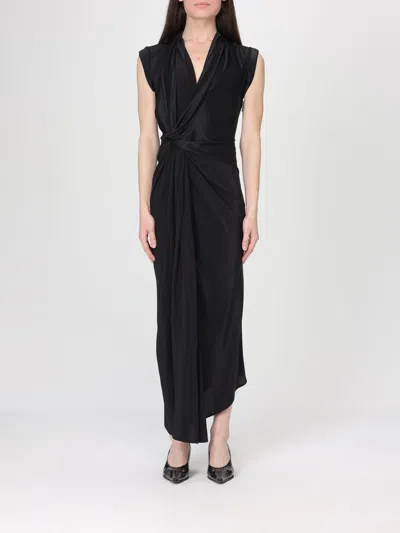 Victoria Beckham Asymmetric Twisted Silk Slit Maxi Dress In Black