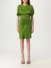 Victoria Beckham Womens Algae Ruched Round-neck Woven Mini Dress