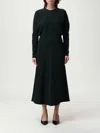 Victoria Beckham Crew Neck Dolman Midi Dress In Black