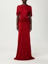 Victoria Beckham Womens Gathered Draped-sleeve Satin Maxi Dress Rose In Red