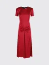 Victoria Beckham Fuchsia Pink Midi Dress With Gathered Waist In Red