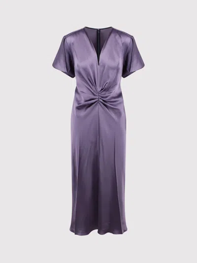 Victoria Beckham Dress With Gathered Details In Purple