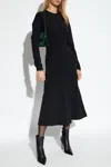 Victoria Beckham Dolman Long Sleeve Cady Midi Dress In Black