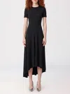 Victoria Beckham Women Black Crew Neck Midi Dress, S Luxury Dresses For Women Darveys In Black