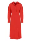 Victoria Beckham Knee Length Dress Long Sleeves In Red