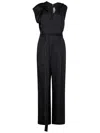 Victoria Beckham Black Jumpsuit With Viscose Blend Belt Women In Black