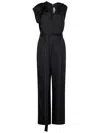Victoria Beckham Black Jumpsuit With Viscose Blend Belt Women In Black