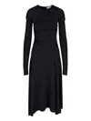 Victoria Beckham Long Sleeve Dress Asymmetric Hem Detail In Black