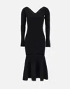 Victoria Beckham Ribbed Midi Dress In Black
