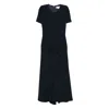 Victoria Beckham Gathered Jersey Midi Dress In Blue
