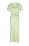Victoria Beckham Jade Green Ruffled Midi Dress In Green