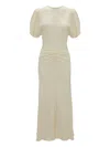 Victoria Beckham Draped Midi Dress In Neutral