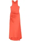 Victoria Beckham Womens Paprika Slim-fit Tank Ruched Stretch-jersey Midi Dress In Orange