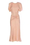 Victoria Beckham Light Pink Damask Dress With Gathering In Pink