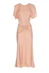 Victoria Beckham Light Pink Damask Dress With Gathering In Pink