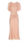Victoria Beckham Light Pink Damask Dress With Gathering In Pink