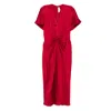Victoria Beckham Red Midi Dress With Ruffled Detail  In Red