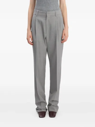 Victoria Beckham Drop-waist Straight-leg Trousers In Gray