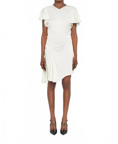 Victoria Beckham Dropped Pleated Detail Mini Dress In Ivory In White