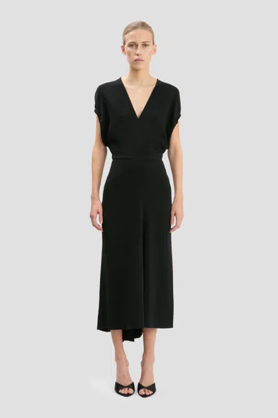 VICTORIA BECKHAM EDITH MIDI DRESS IN BLACK