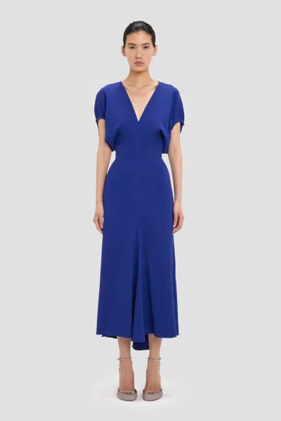 Victoria Beckham Edith Midi Dress In Bright Indigo In Blue