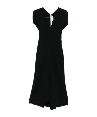 VICTORIA BECKHAM EDITH V-NECK MIDI DRESS